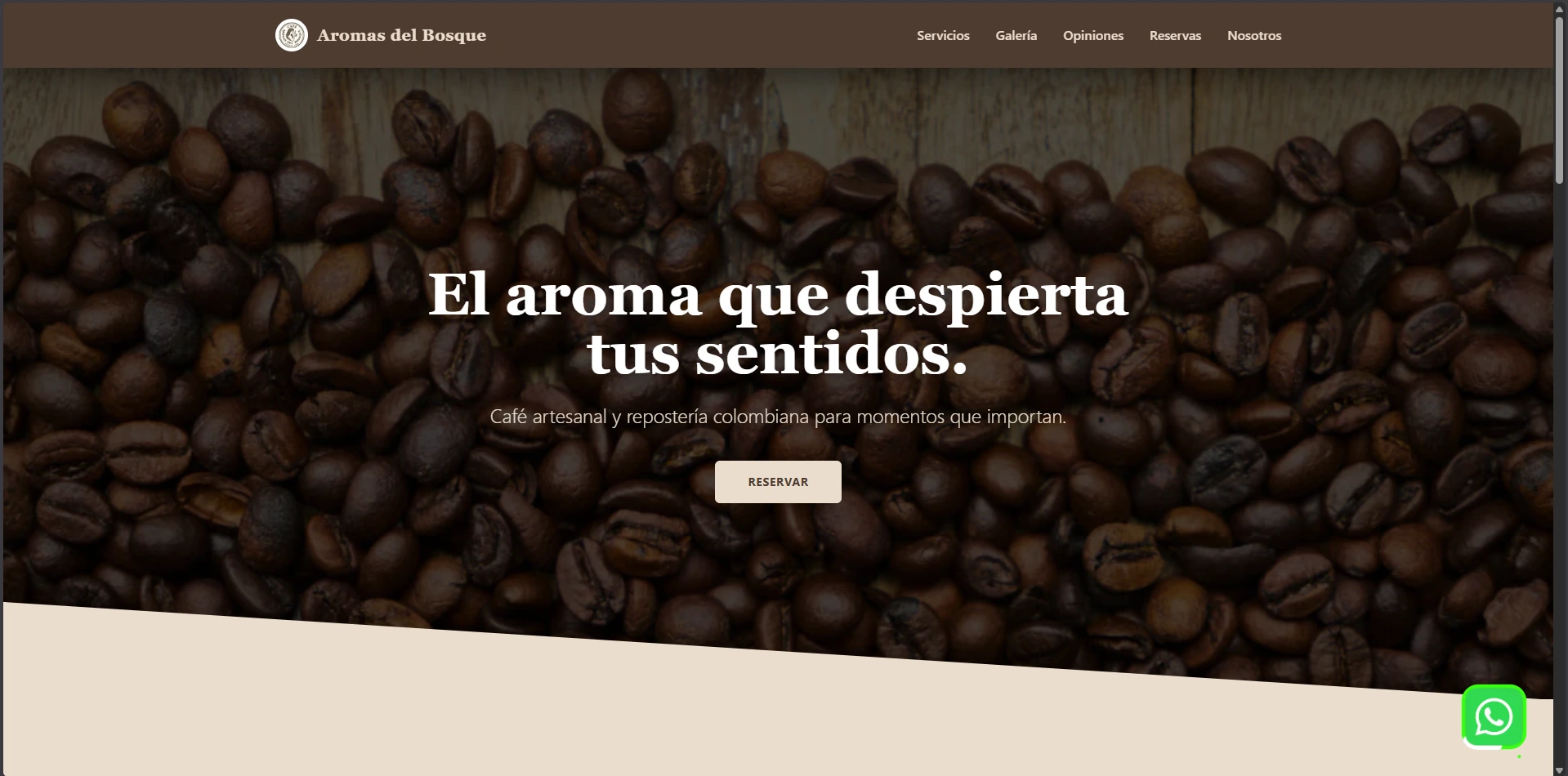 Aromas del Bosque homepage screenshot